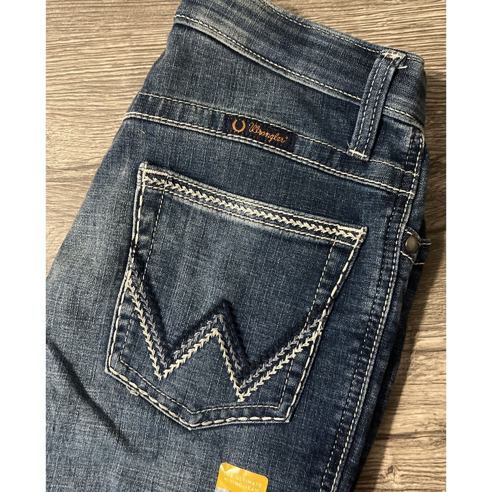 Wrangler Willow Straight Leg Dark Wash Ultimate Riding Blue Jeans Size 7 (30x34)